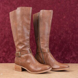 Korks Women Theresa Brown Vegan Leather Riding Wide Calf Knee Boots size 9.5